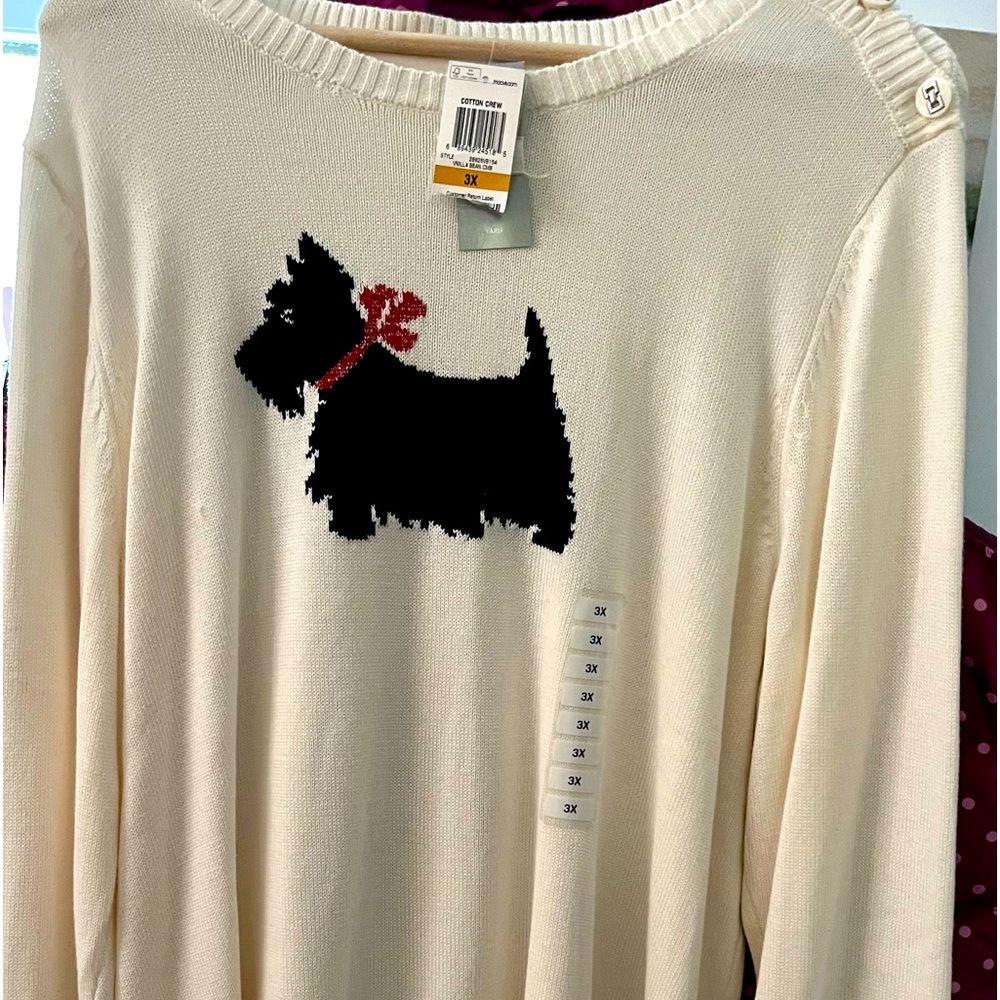 Character club sweater with Scottish terrier